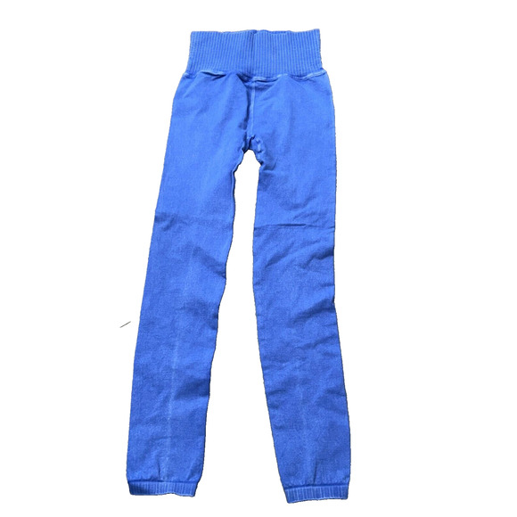 Free People Good Karma Yoga Leggings High Waisted Ribbed Stretch Blue Size XS/S - Picture 1 of 8
